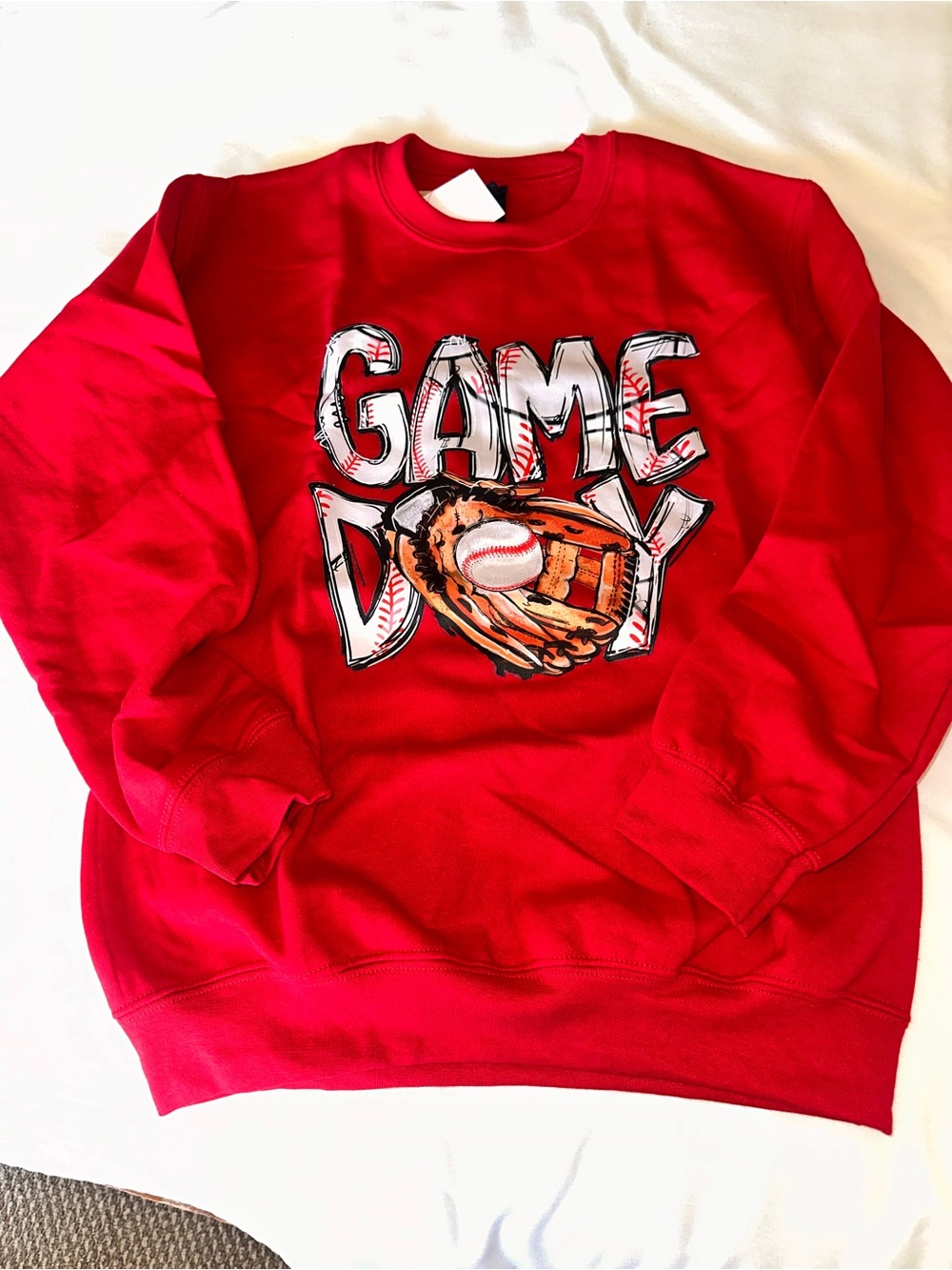 Red Graphic 'Game Day' Baseball Sweatshirt